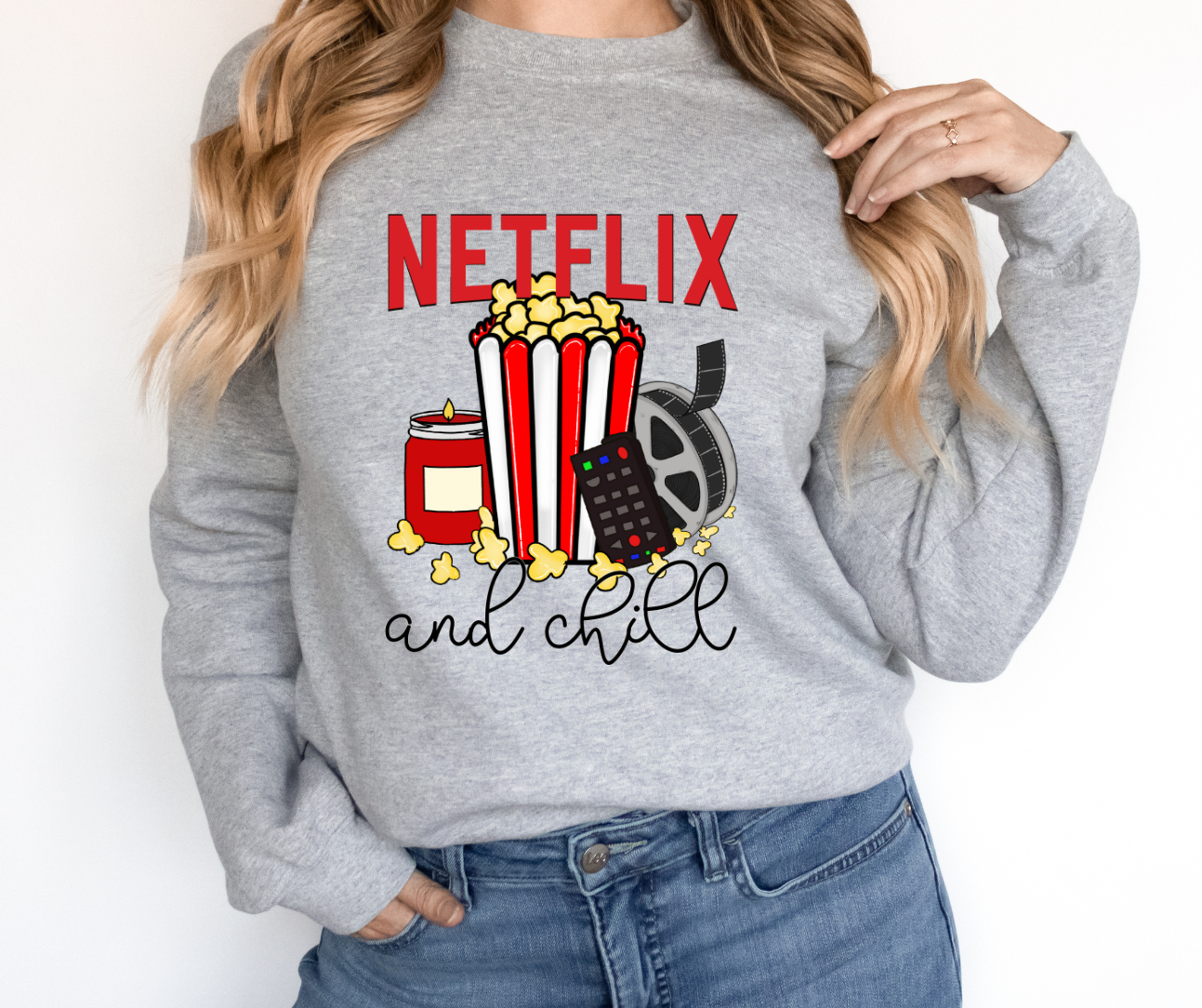 Netflix & Chill Popcorn Full Color DTF Transfer