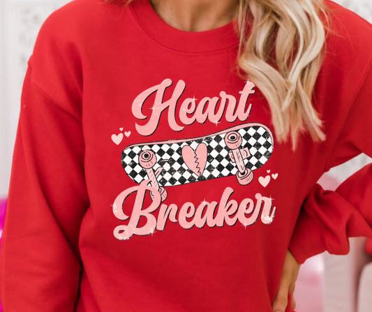 Pink Heartbreaker Checkered Skateboard Color DTF Transfer