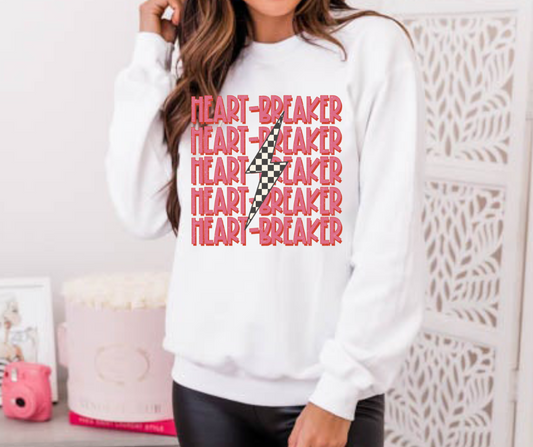 Heartbreaker Checkered Lightening Bolt Full Color DTF Transfer