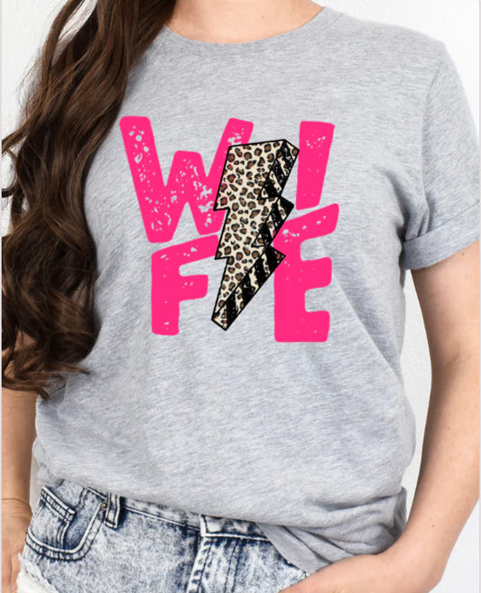 Wife Distressed Leopard Lightening Bolt Full Color DTF Transfer