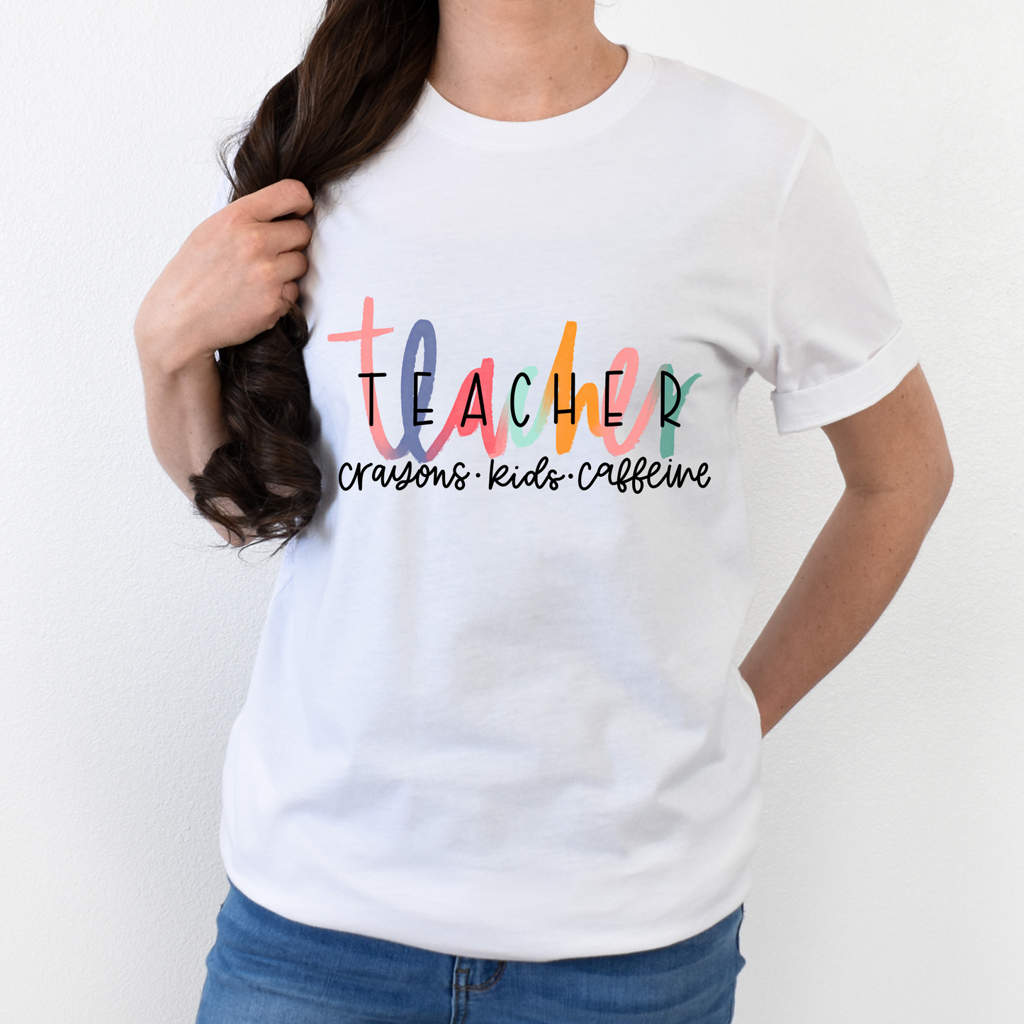 Teacher Crayons Kids Caffine Full Color DTF Transfers