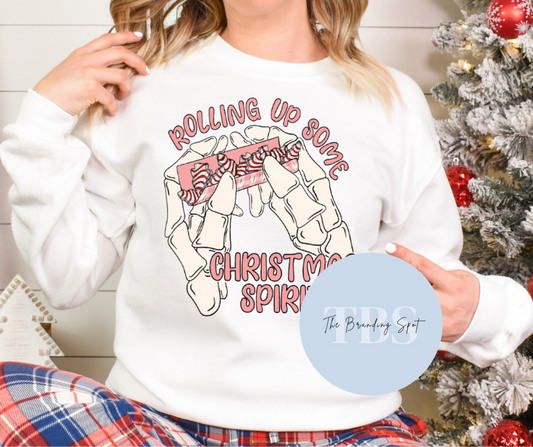 Soft Pink Rolling Up Some Christmas Spirit Christmas Cake Full Color DTF Transfer