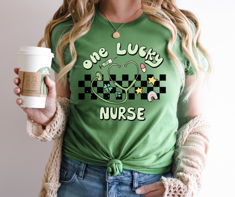 One Lucky Nurse Stethoscope St. Patrick’s Full Color DTF Transfers