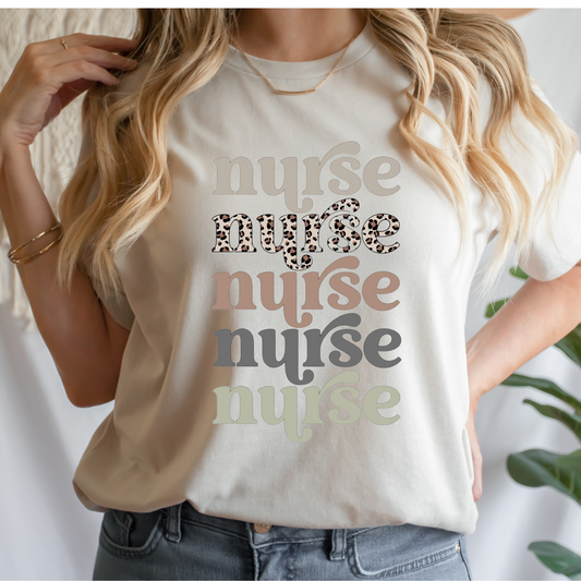 Nurse Repeat (Neutral Tones) Full Color DTF Transfer